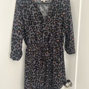 LOFT Gray and Brown Animal Print tunic